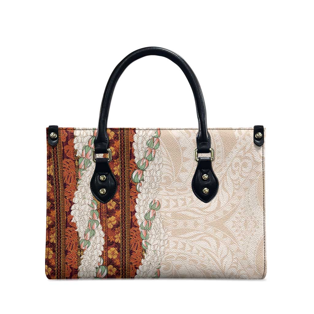 Aloha Hawaii Mikioi Lei Leather Bag Cattail Red Tropical Flower Pattern - Polynesian Pride