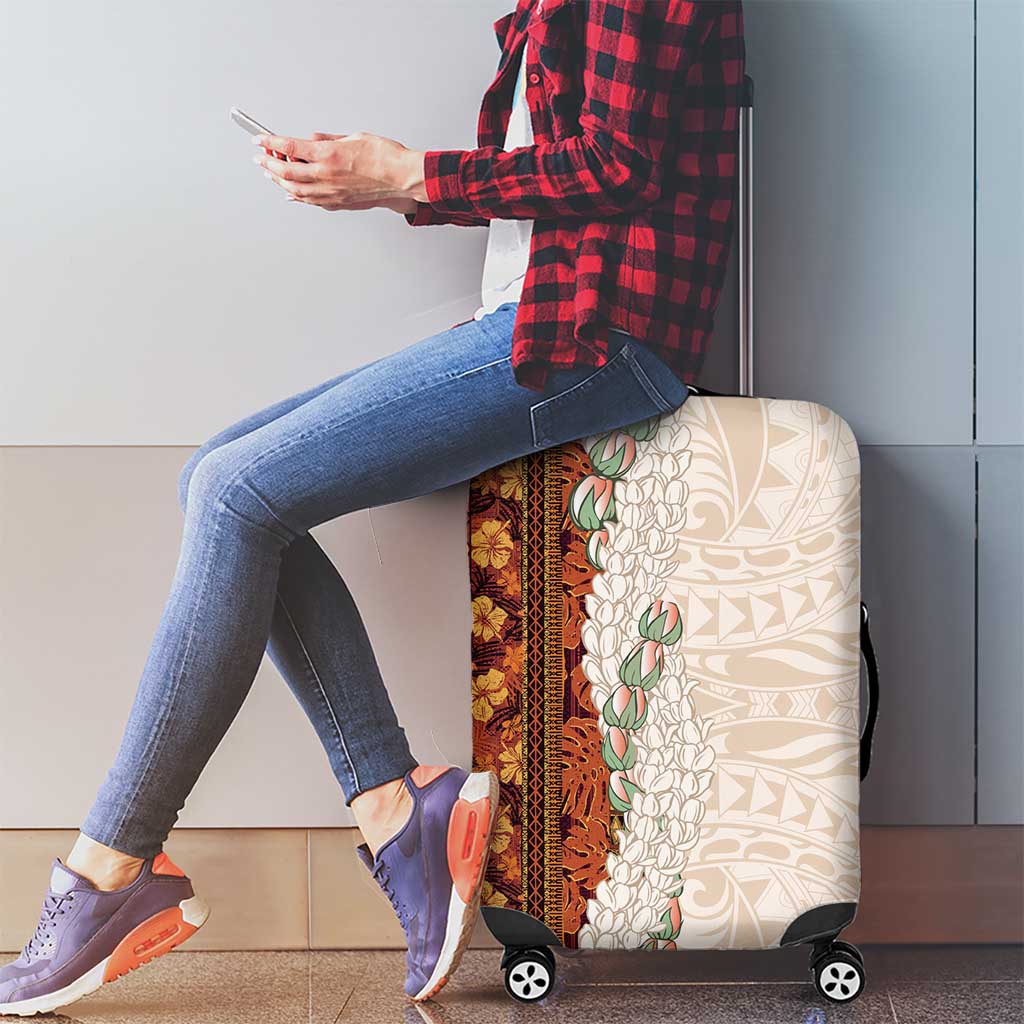 Aloha Hawaii Mikioi Lei Luggage Cover Cattail Red Tropical Flower Pattern - Polynesian Pride