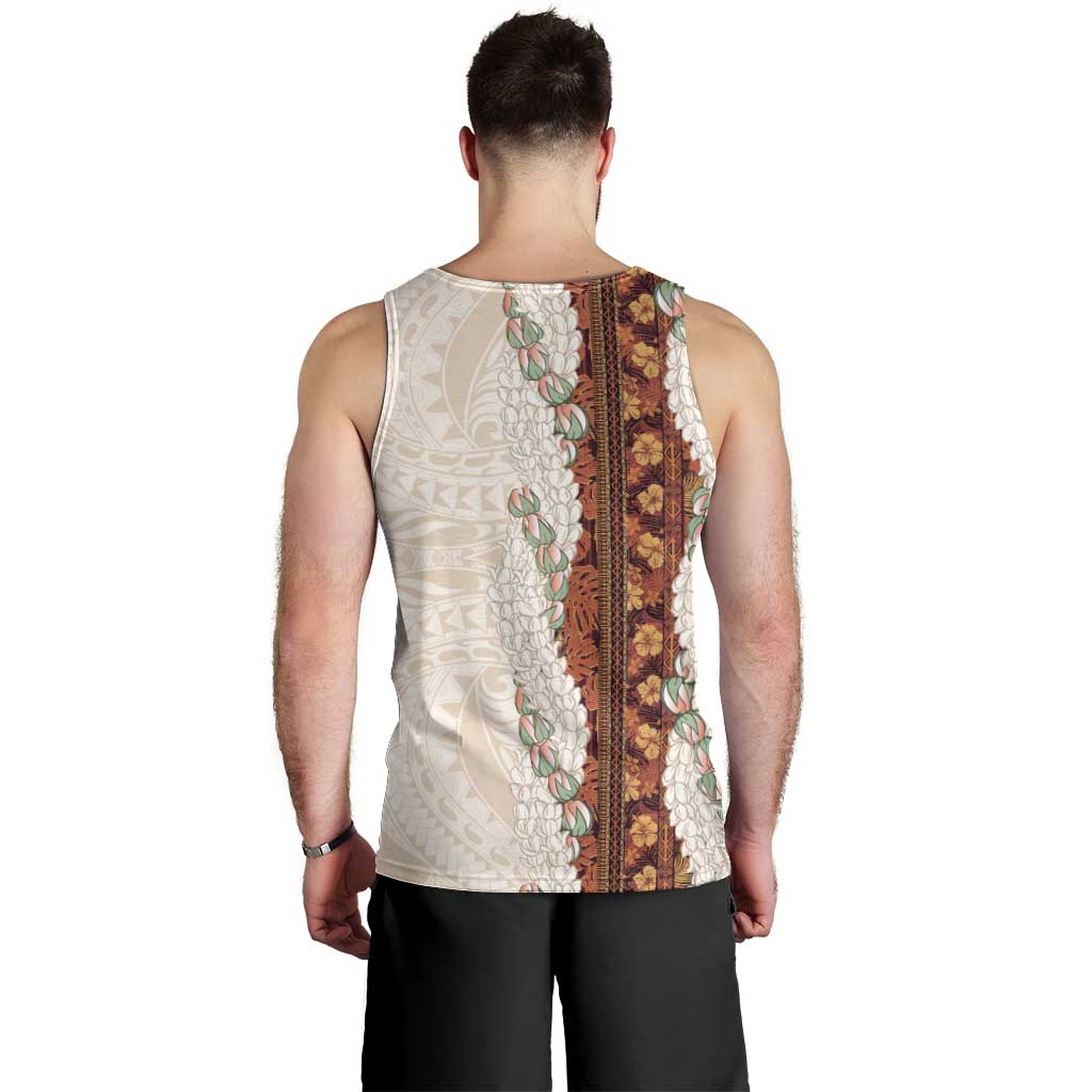 Aloha Hawaii Mikioi Lei Men Tank Top Cattail Red Tropical Flower Pattern - Polynesian Pride