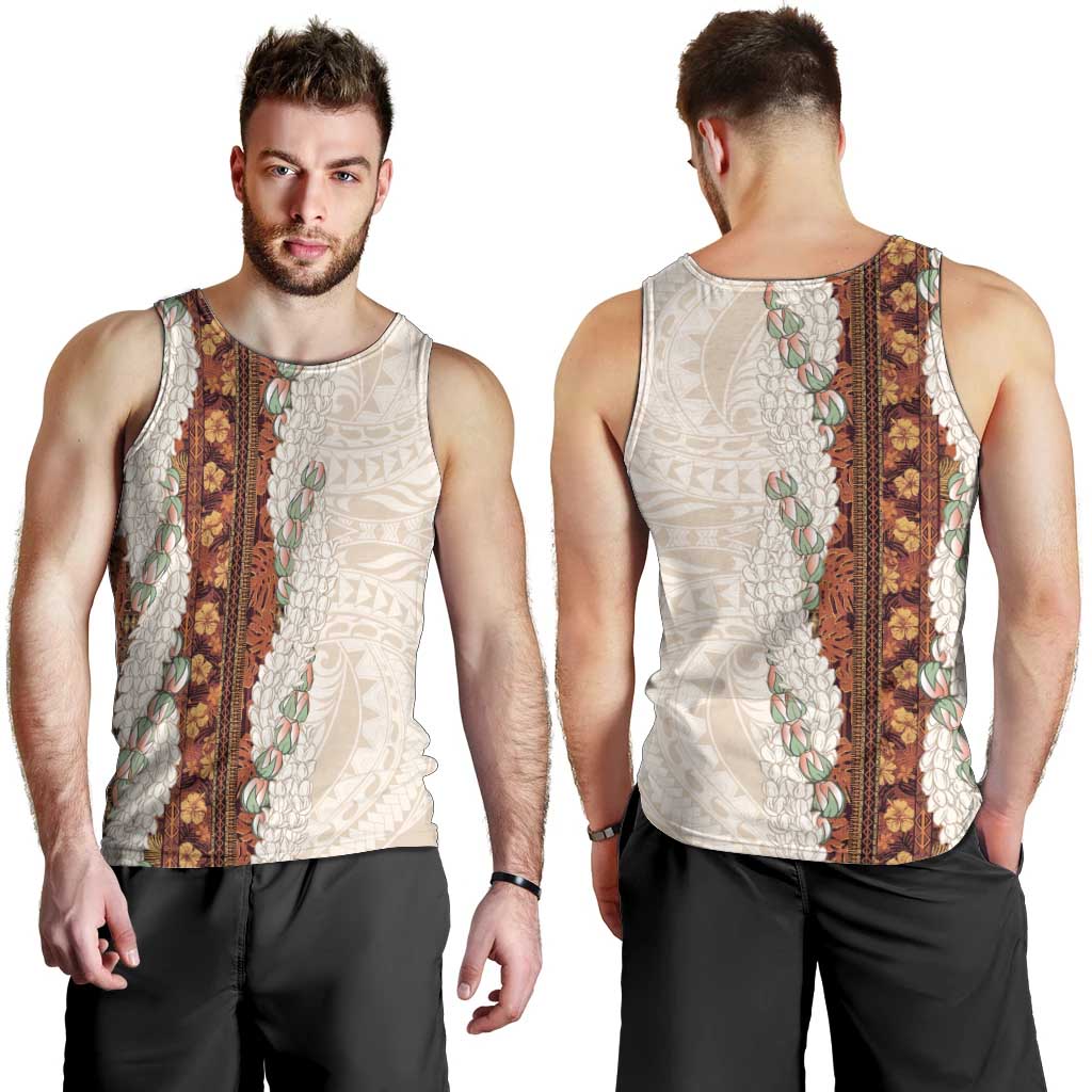 Aloha Hawaii Mikioi Lei Men Tank Top Cattail Red Tropical Flower Pattern - Polynesian Pride