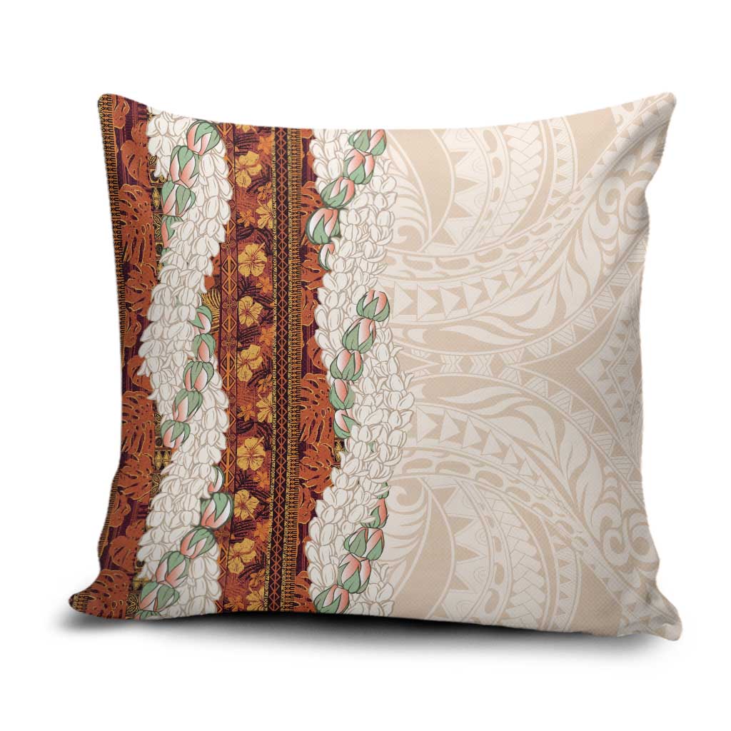 Aloha Hawaii Mikioi Lei Pillow Cover Cattail Red Tropical Flower Pattern - Polynesian Pride