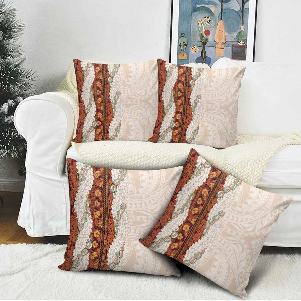 Aloha Hawaii Mikioi Lei Pillow Cover Cattail Red Tropical Flower Pattern - Polynesian Pride