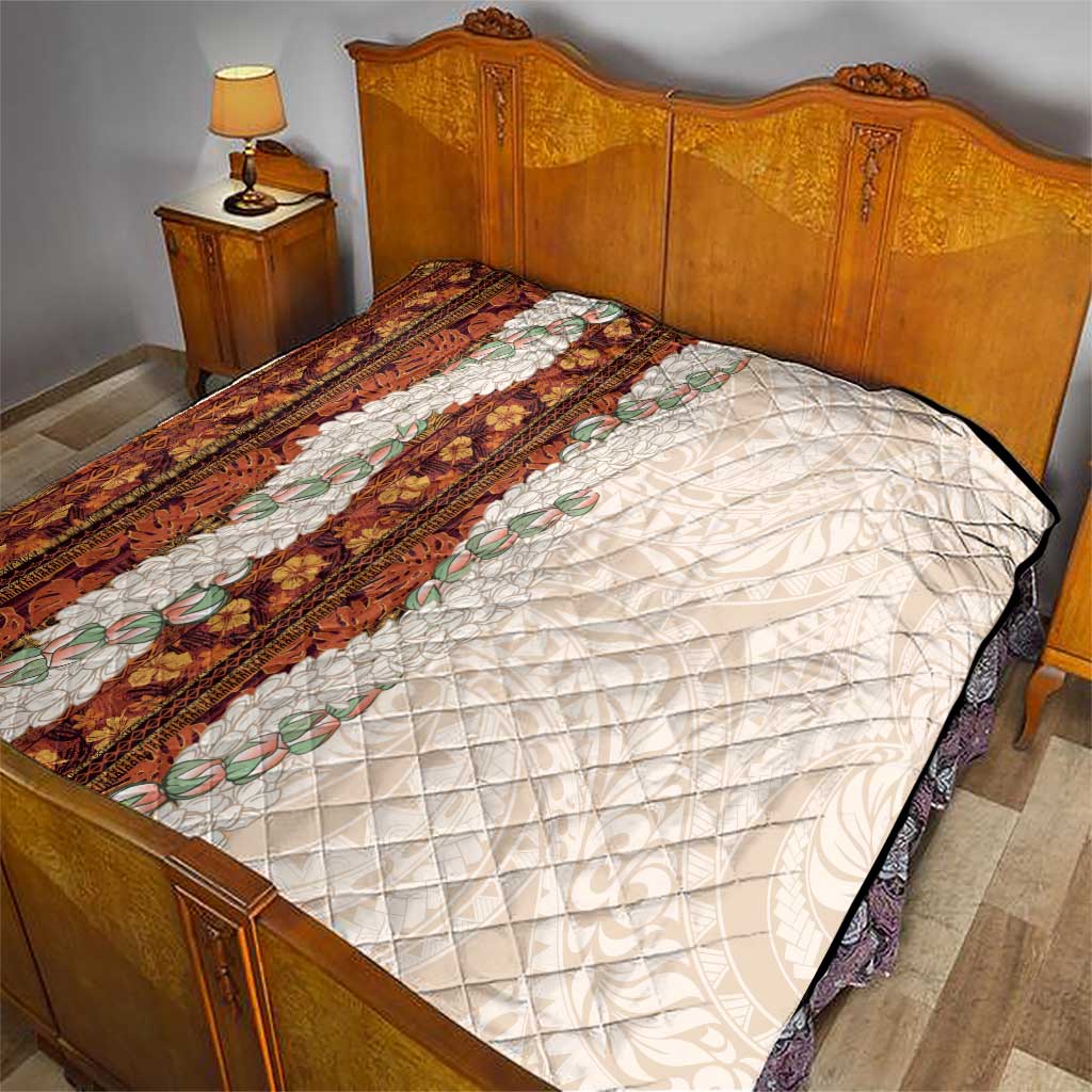 Aloha Hawaii Mikioi Lei Quilt Cattail Red Tropical Flower Pattern - Polynesian Pride