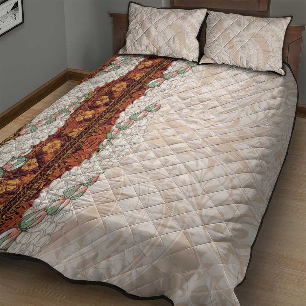 Aloha Hawaii Mikioi Lei Quilt Bed Set Cattail Red Tropical Flower Pattern - Polynesian Pride