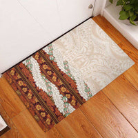 Aloha Hawaii Mikioi Lei Rubber Doormat Cattail Red Tropical Flower Pattern - Polynesian Pride