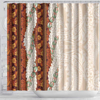 Aloha Hawaii Mikioi Lei Shower Curtain Cattail Red Tropical Flower Pattern - Polynesian Pride
