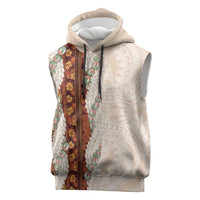 Aloha Hawaii Mikioi Lei Sleeveless Hoodie Cattail Red Tropical Flower Pattern - Polynesian Pride