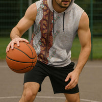 Aloha Hawaii Mikioi Lei Sleeveless Hoodie Cattail Red Tropical Flower Pattern - Polynesian Pride