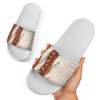 Aloha Hawaii Mikioi Lei Slide Sandals Cattail Red Tropical Flower Pattern - Polynesian Pride