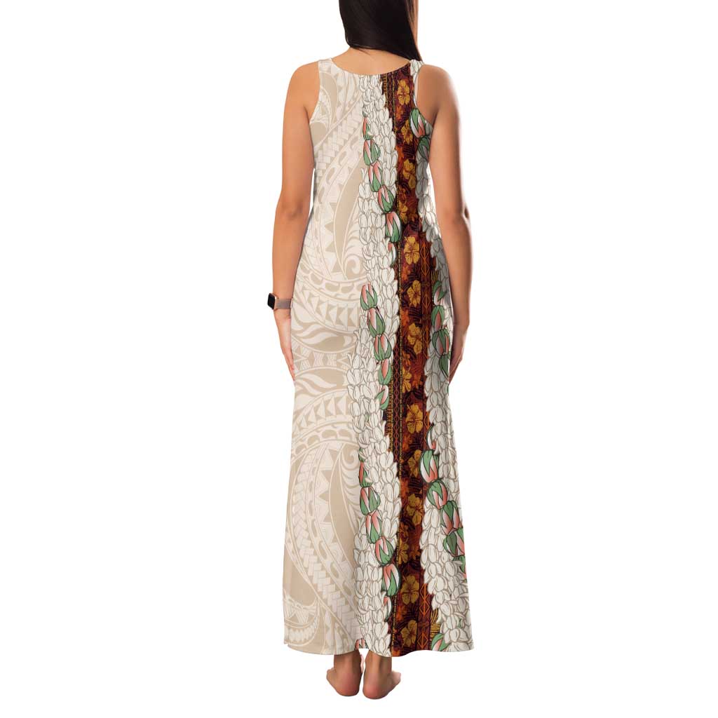 Aloha Hawaii Mikioi Lei Tank Maxi Dress Cattail Red Tropical Flower Pattern - Polynesian Pride
