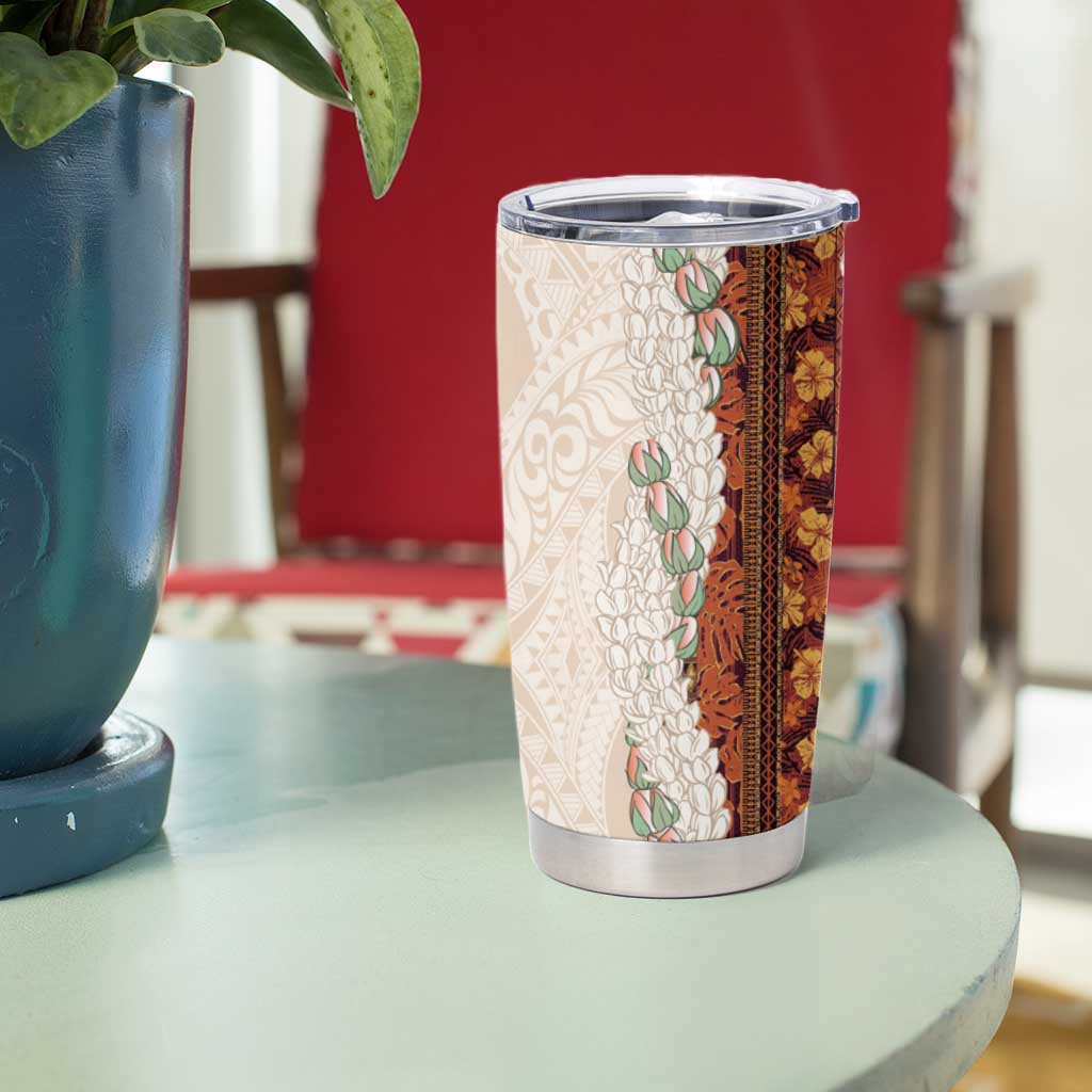 Aloha Hawaii Mikioi Lei Tumbler Cup Cattail Red Tropical Flower Pattern - Polynesian Pride