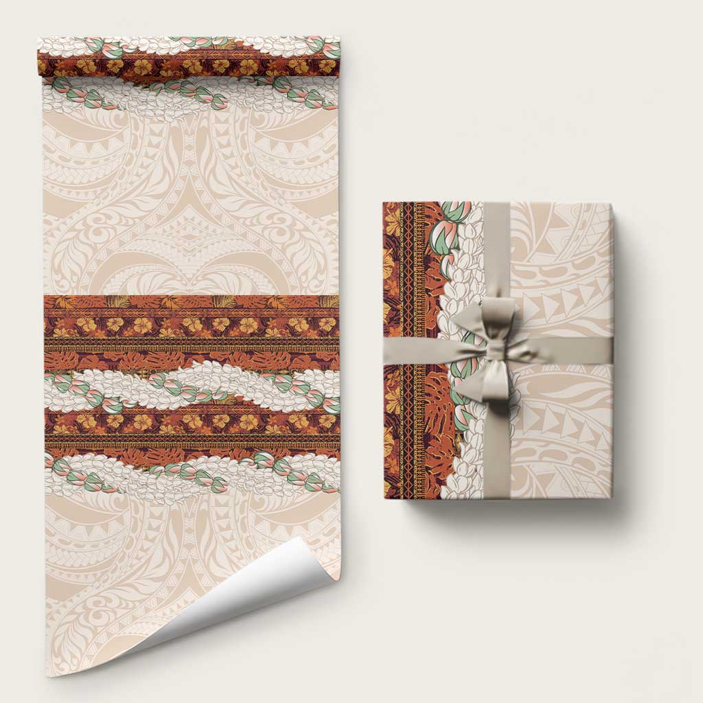 Aloha Hawaii Mikioi Lei Wrapping Paper Cattail Red Tropical Flower Pattern LT14 58" × 23" Cattail Red - Polynesian Pride