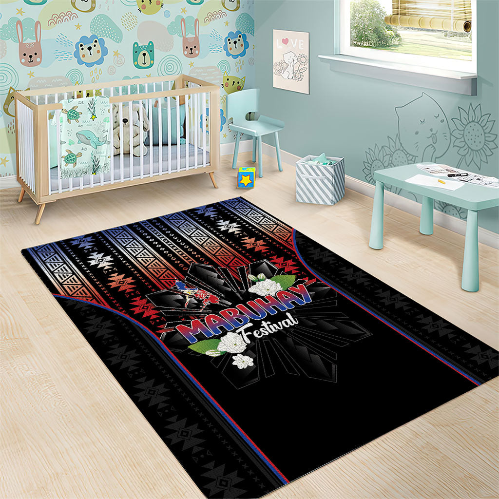 Mabuhay Philippines Festival Area Rug Filipino Map Sampaguita Igorot Pattern