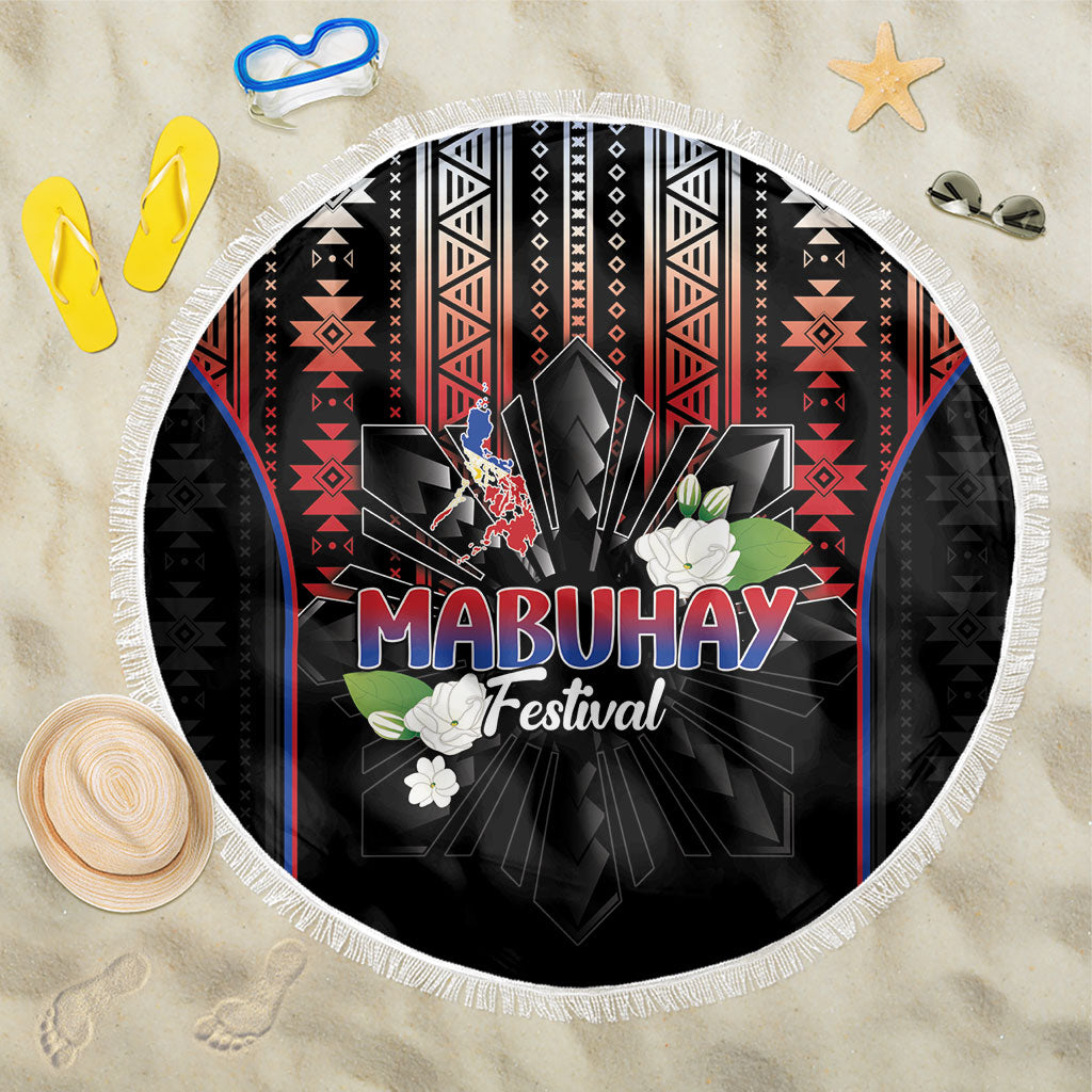 Mabuhay Philippines Festival Beach Blanket Filipino Map Sampaguita Igorot Pattern