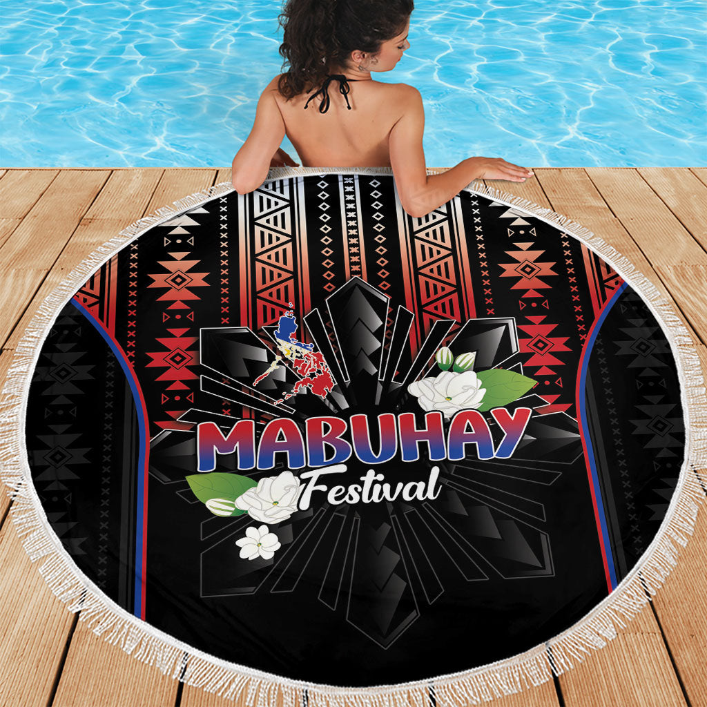 Mabuhay Philippines Festival Beach Blanket Filipino Map Sampaguita Igorot Pattern LT14 - Polynesian Pride