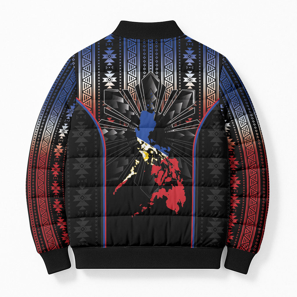 Mabuhay Philippines Festival Bomber Puffer Jacket Filipino Map Sampaguita Igorot Pattern