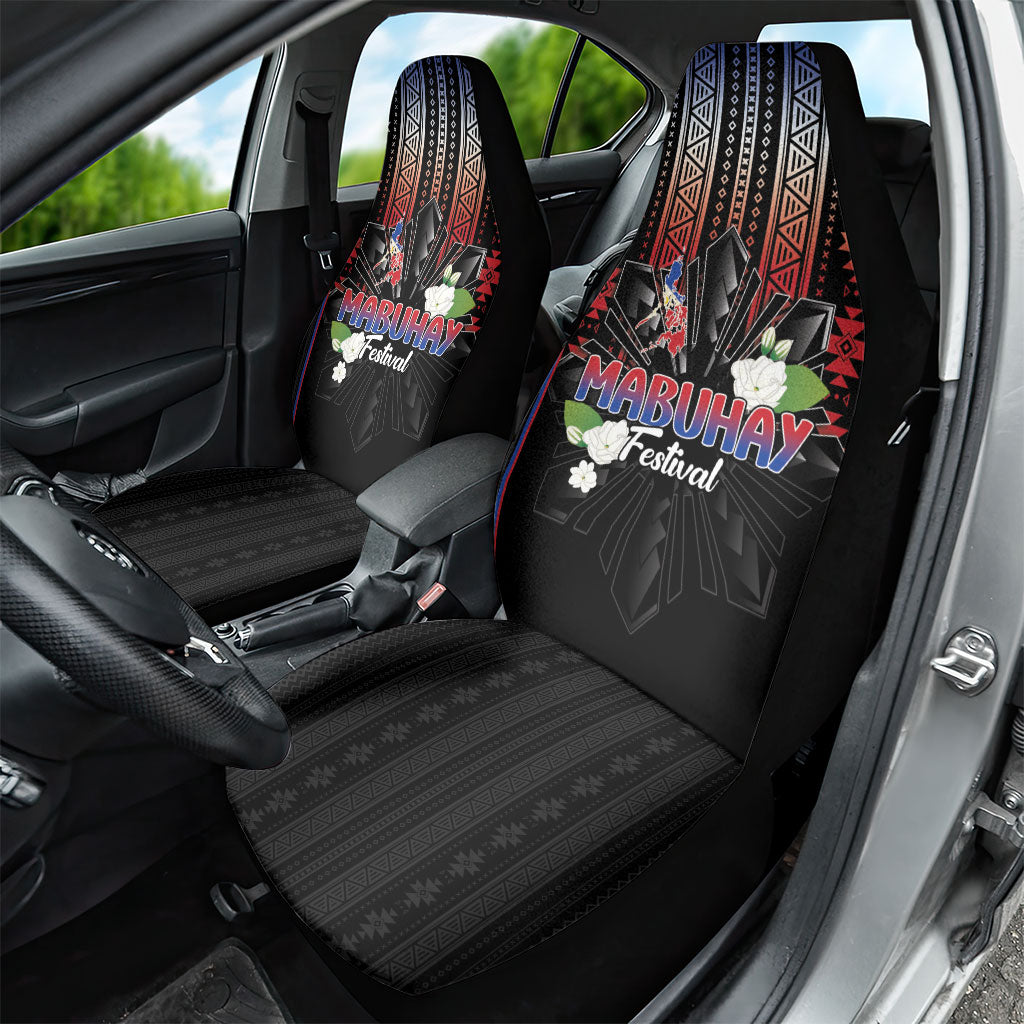 Mabuhay Philippines Festival Car Seat Cover Filipino Map Sampaguita Igorot Pattern LT14 - Polynesian Pride