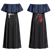 Mabuhay Philippines Festival Couples Matching Off Shoulder Maxi Dress and Long Sleeve Button Shirt Filipino Map Sampaguita Igorot Pattern LT14 - Polynesian Pride