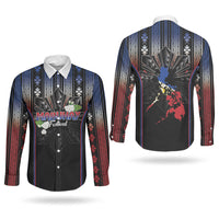 Mabuhay Philippines Festival Couples Matching Off Shoulder Short Dress and Long Sleeve Button Shirt Filipino Map Sampaguita Igorot Pattern LT14 - Polynesian Pride
