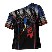 Mabuhay Philippines Festival Cross Shoulder Shirt Filipino Map Sampaguita Igorot Pattern LT14 - Polynesian Pride