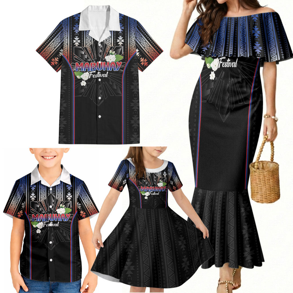 Mabuhay Philippines Festival Family Matching Mermaid Dress and Hawaiian Shirt Filipino Map Sampaguita Igorot Pattern LT14 - Polynesian Pride