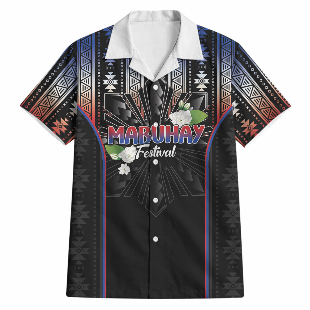 Mabuhay Philippines Festival Hawaiian Shirt Filipino Map Sampaguita Igorot Pattern LT14 Black - Polynesian Pride