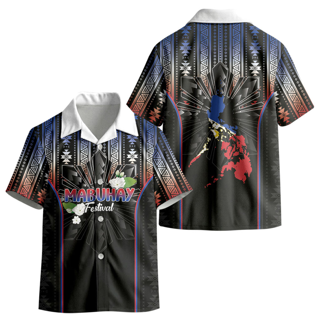 Mabuhay Philippines Festival Kid Hawaiian Shirt Filipino Map Sampaguita Igorot Pattern LT14 - Polynesian Pride