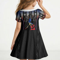 Mabuhay Philippines Festival Kid Short Sleeve Dress Filipino Map Sampaguita Igorot Pattern LT14 - Polynesian Pride