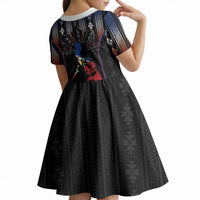 Mabuhay Philippines Festival Kid Short Sleeve Dress Filipino Map Sampaguita Igorot Pattern LT14 - Polynesian Pride