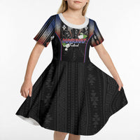 Mabuhay Philippines Festival Kid Short Sleeve Dress Filipino Map Sampaguita Igorot Pattern LT14 - Polynesian Pride