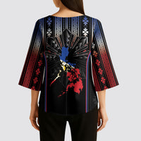 Mabuhay Philippines Festival Kimono Sleeve Blouse Filipino Map Sampaguita Igorot Pattern LT14 - Polynesian Pride