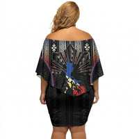 Mabuhay Philippines Festival Off Shoulder Short Dress Filipino Map Sampaguita Igorot Pattern LT14 - Polynesian Pride