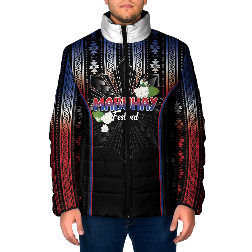 Mabuhay Philippines Festival Padded Jacket Filipino Map Sampaguita Igorot Pattern