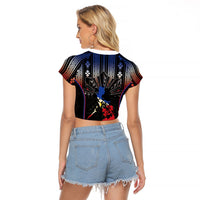 Mabuhay Philippines Festival Raglan Cropped T Shirt Filipino Map Sampaguita Igorot Pattern LT14 - Polynesian Pride