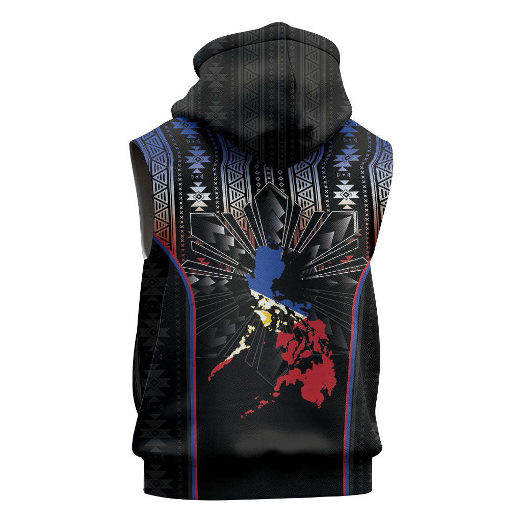 Mabuhay Philippines Festival Sleeveless Hoodie Filipino Map Sampaguita Igorot Pattern LT14 - Polynesian Pride