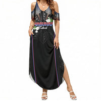 Mabuhay Philippines Festival Summer Maxi Dress Filipino Map Sampaguita Igorot Pattern LT14 Women Black - Polynesian Pride