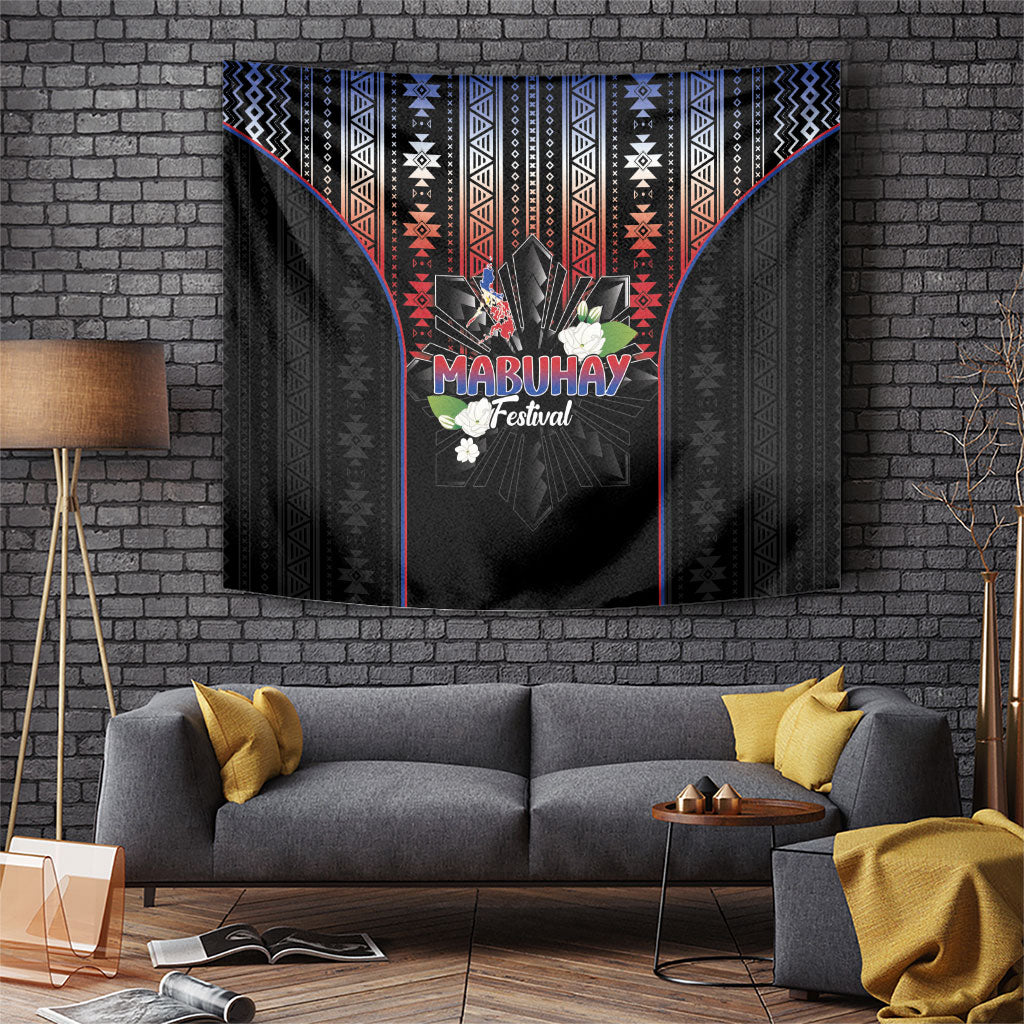 Mabuhay Philippines Festival Tapestry Filipino Map Sampaguita Igorot Pattern
