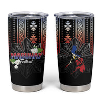 Mabuhay Philippines Festival Tumbler Cup Filipino Map Sampaguita Igorot Pattern LT14 Black - Polynesian Pride