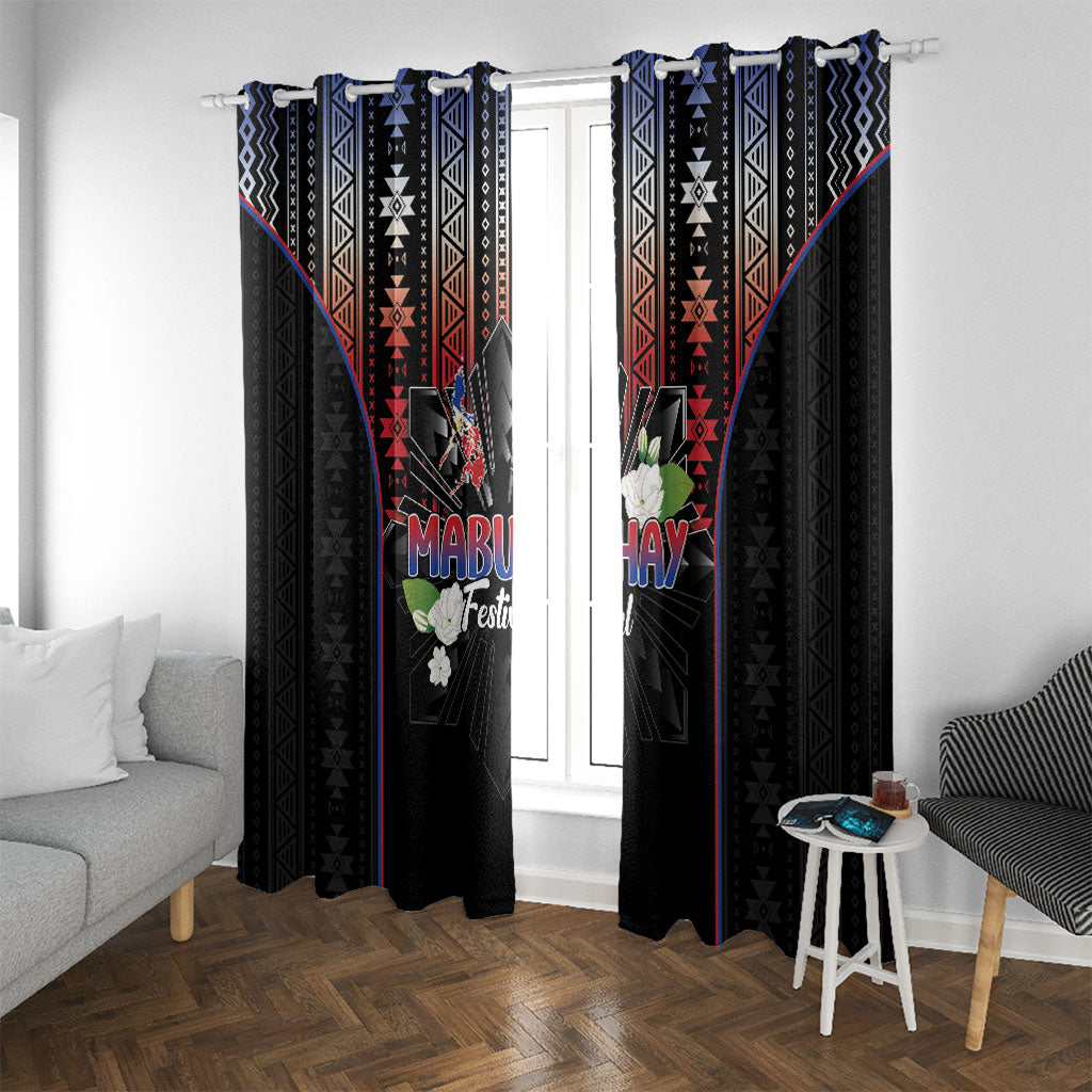 Mabuhay Philippines Festival Window Curtain Filipino Map Sampaguita Igorot Pattern
