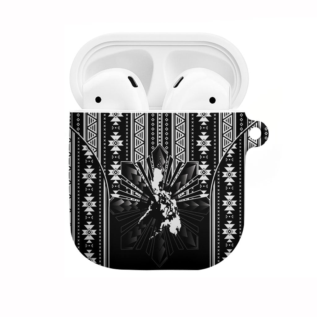 Mabuhay Philippines Festival AirPods Case Filipino Map Black White Igorot Pattern