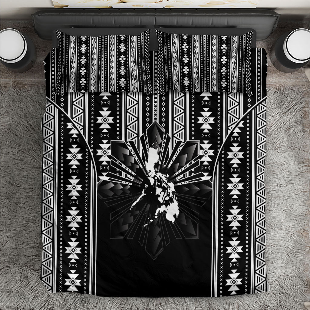 Mabuhay Philippines Festival Bedding Set Filipino Map Black White Igorot Pattern