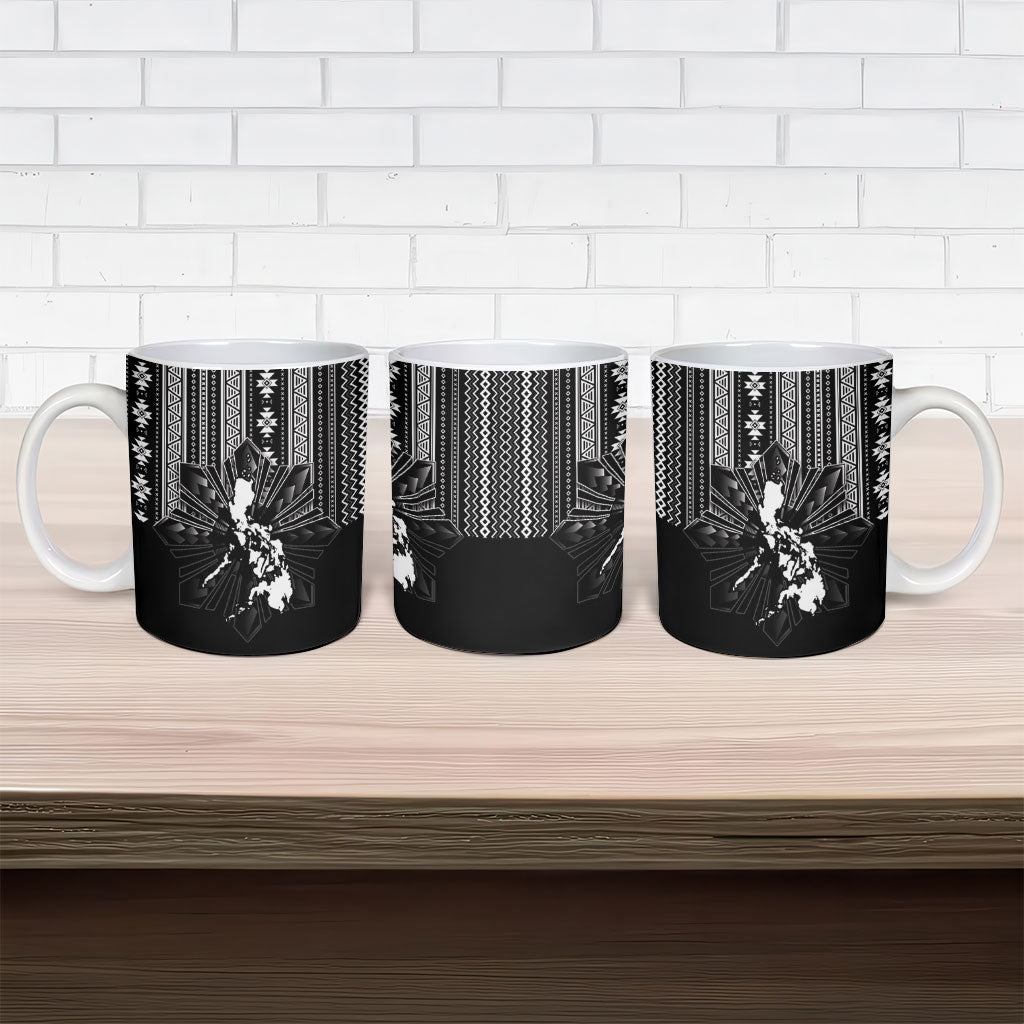 Mabuhay Philippines Festival Ceramic Mug Filipino Map Black White Igorot Pattern