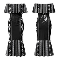 Mabuhay Philippines Festival Couples Matching Mermaid Dress and Long Sleeve Button Shirt Filipino Map Black White Igorot Pattern LT14 - Polynesian Pride