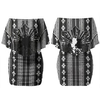 Mabuhay Philippines Festival Couples Matching Off Shoulder Short Dress and Hawaiian Shirt Filipino Map Black White Igorot Pattern LT14 - Polynesian Pride