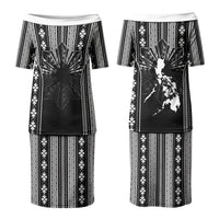 Mabuhay Philippines Festival Couples Matching Puletasi and Hawaiian Shirt Filipino Map Black White Igorot Pattern LT14 - Polynesian Pride