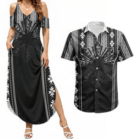 Mabuhay Philippines Festival Couples Matching Summer Maxi Dress and Hawaiian Shirt Filipino Map Black White Igorot Pattern LT14 Black - Polynesian Pride