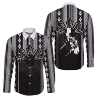 Mabuhay Philippines Festival Family Matching Summer Maxi Dress and Hawaiian Shirt Filipino Map Black White Igorot Pattern LT14 Dad's Shirt - Long Sleeve Black - Polynesian Pride