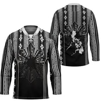 Mabuhay Philippines Festival Hockey Jersey Filipino Map Black White Igorot Pattern