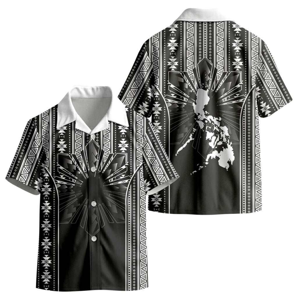 Mabuhay Philippines Festival Kid Hawaiian Shirt Filipino Map Black White Igorot Pattern LT14 - Polynesian Pride