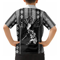 Mabuhay Philippines Festival Kid Hawaiian Shirt Filipino Map Black White Igorot Pattern LT14 - Polynesian Pride